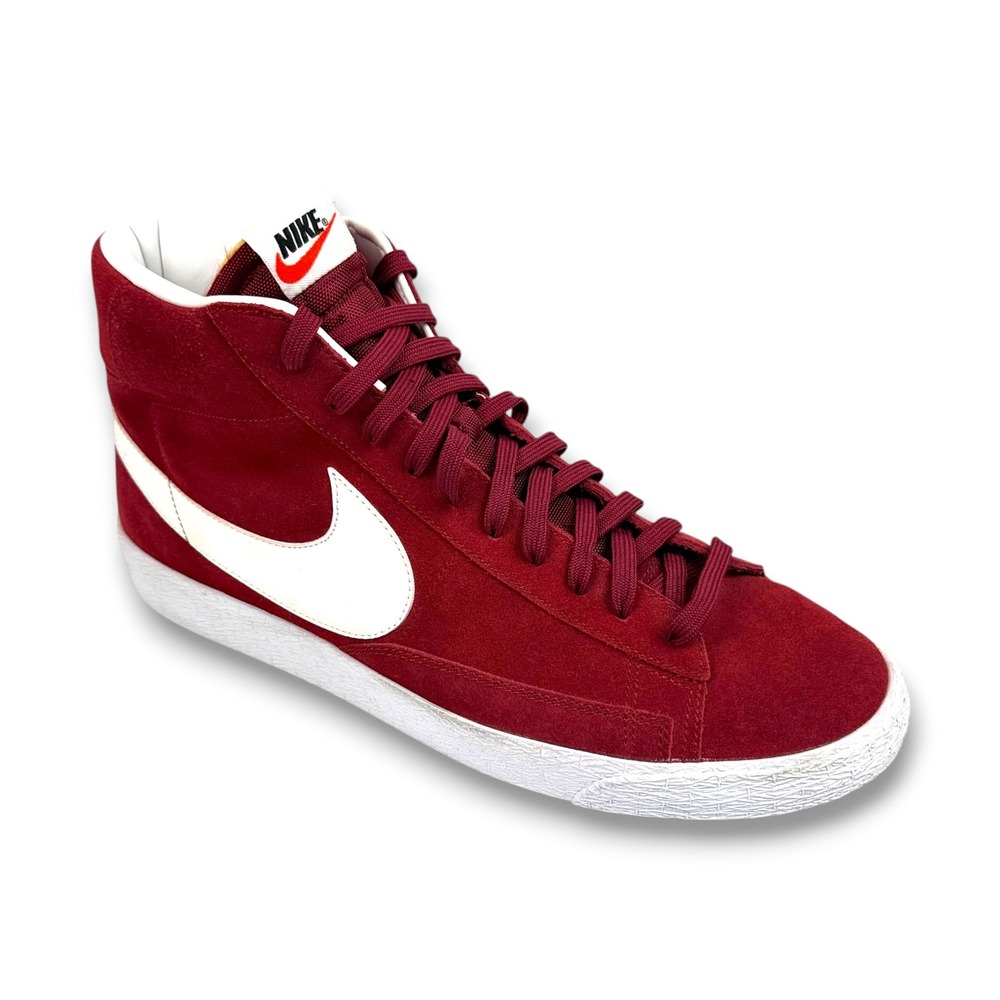 Nike Blazer Mid Premium Team Red Suede Mens 14 Big Swoosh Retro Shoes 429988-603